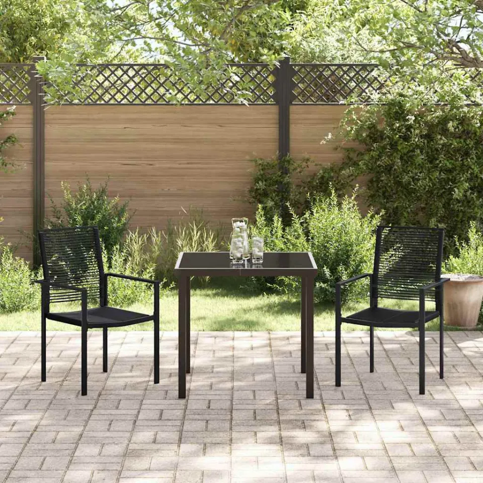 vidaXL Tuin eettafelset 3 st Zwart Gepoedercoat staal, foto 3