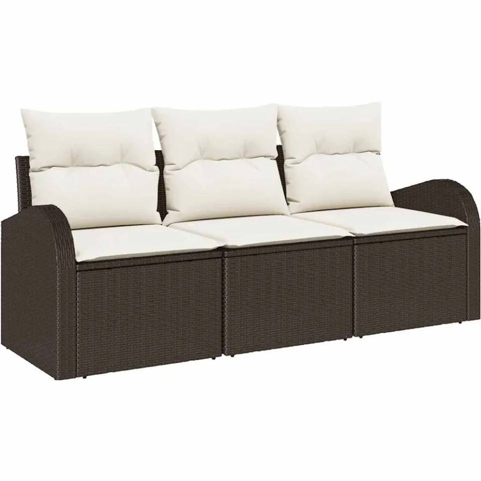 vidaXL Tuin Sofa Set 3 st Bruin en wit Poly riet, foto 3