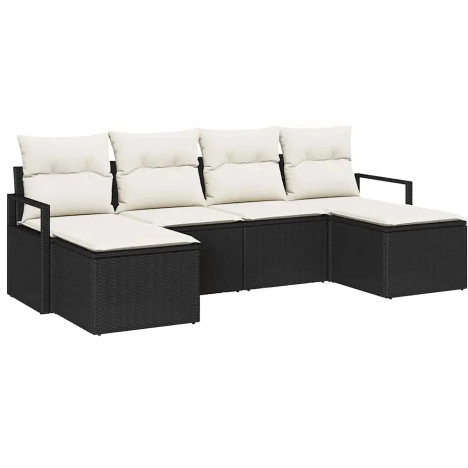 vidaXL Bankstel 6 st Zwart poly rattan