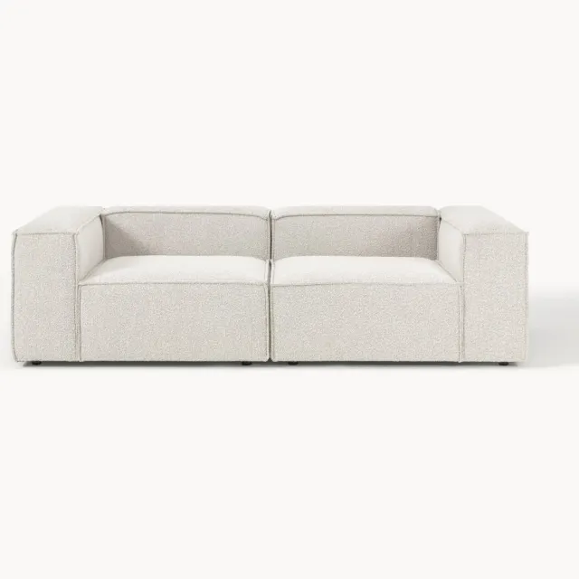 Westwing Collection Modulaire bank Lennon (3-zits) van bouclé Wit