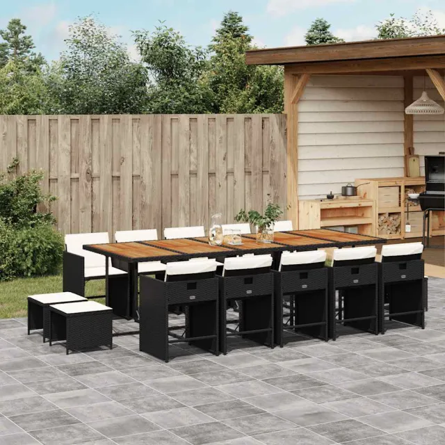 vidaXL 15-delige Tuinset met kussens poly rattan zwart, foto 2