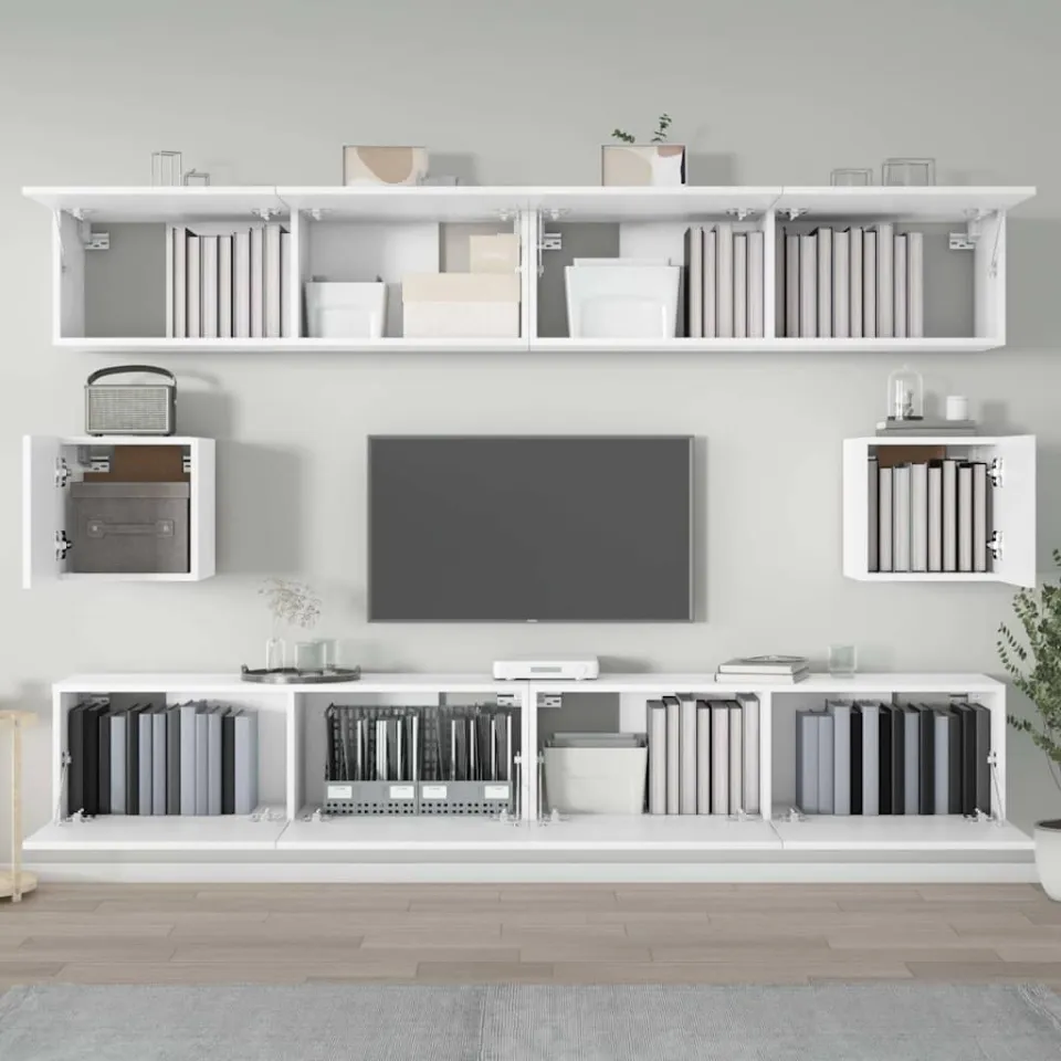 vidaXL 6-delige Tv-meubelset bewerkt hout wit, foto 3