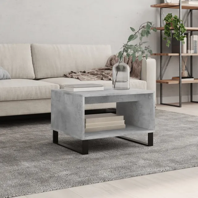 vidaXL Salontafel 60x50x40 cm bewerkt hout betongrijs grijs, foto 2