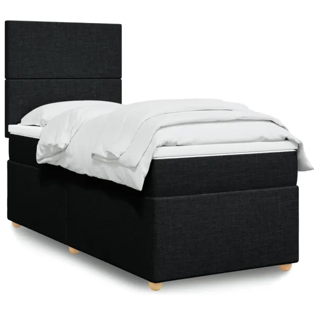 vidaXL Boxspring met matras stof zwart 90x190 cm