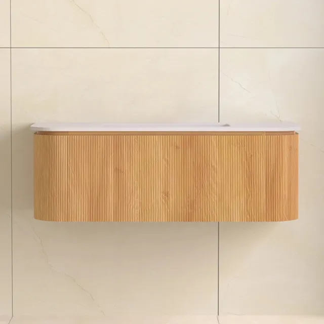 Sanilux Badmeubelset Sanilux Eleganza 120 cm Solid Surface Zonder Kraangat Acacia