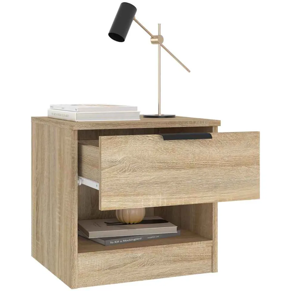 vidaXL Nachtkastjes 2 st bewerkt hout sonoma eikenkleurig Bruin