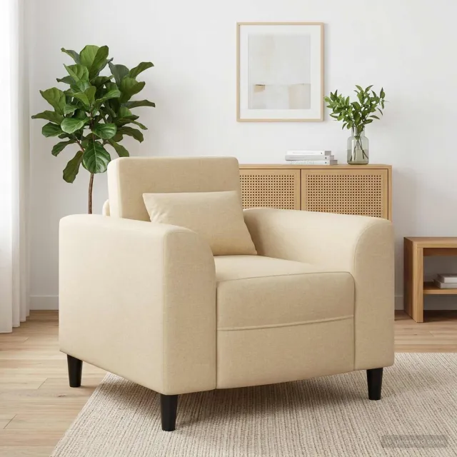 vidaXL Fauteuil Crèmekleurig Stof