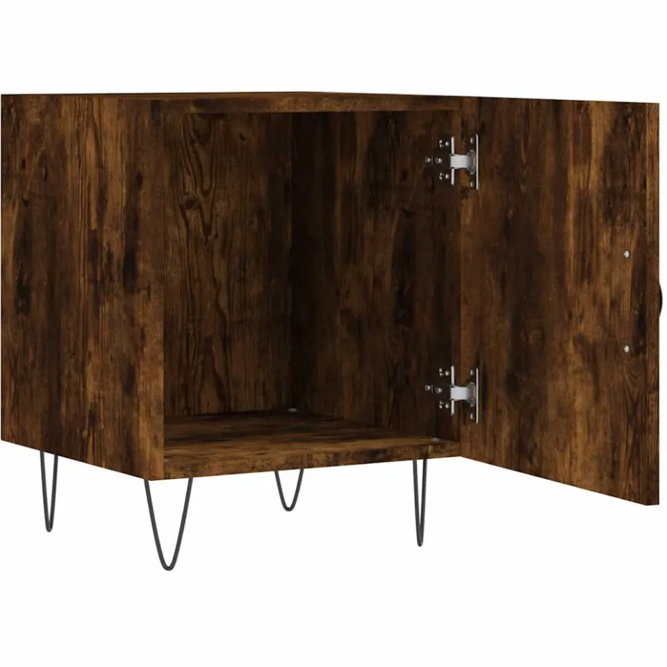 vidaXL Nachtkastje 40x40x50 cm bewerkt hout gerookt eikenkleurig Bruin