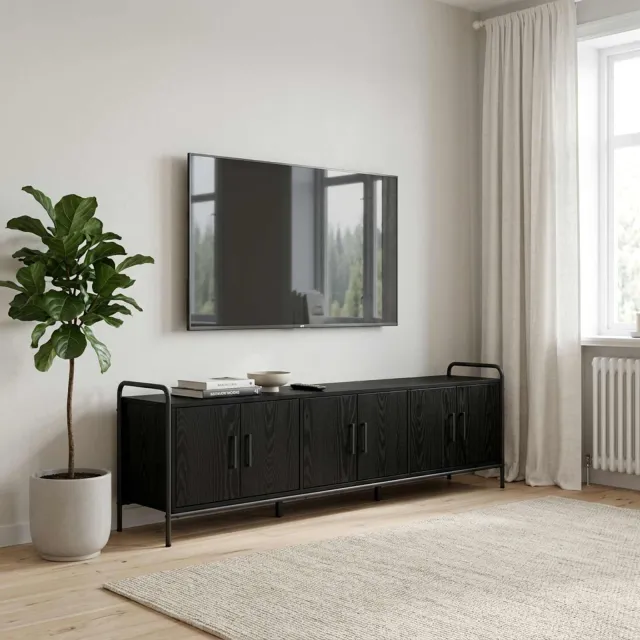 vidaXL Tv-meubel 146 x 33 x 50 cm Zwart eiken Bewerkt hout