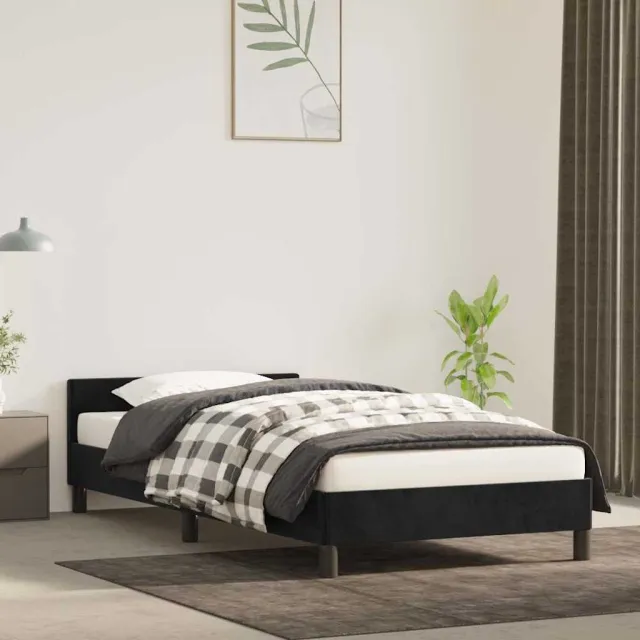 vidaXL Bedframe met hoofdeinde zonder matras 90x190 cm fluweel zwart
