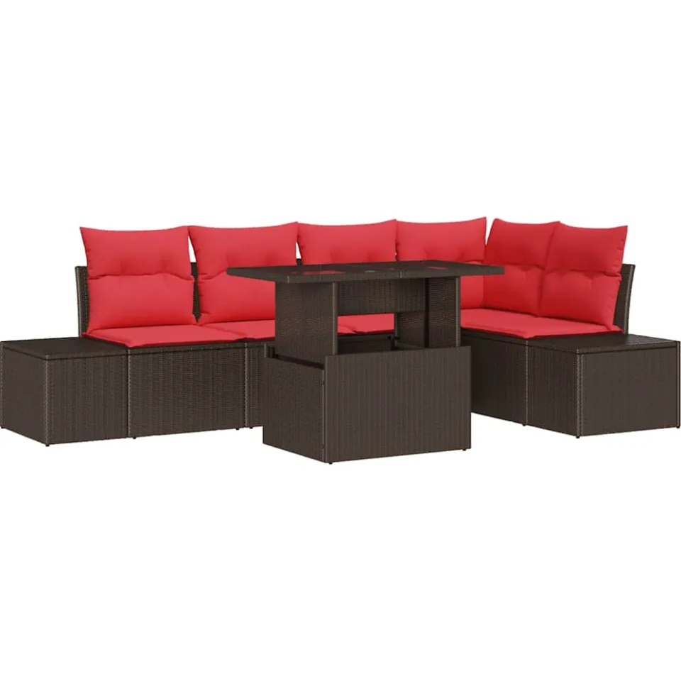 vidaXL Tuin Sofa Set 6 st Bruin poly rattan