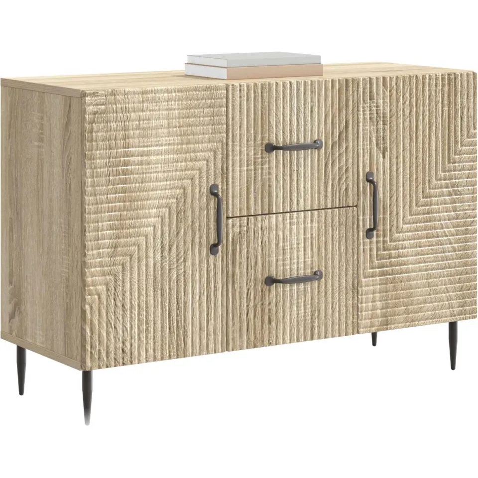 vidaXL Dressoir met lade Sonoma Eiken 89 x 34,5 x 60 cm Bewerkt hout Bruin