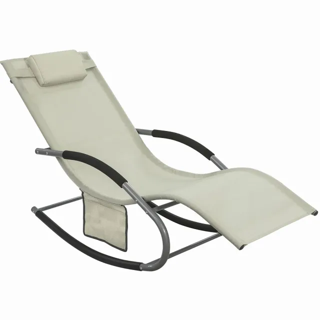 Happiq Ligstoel - Voor Tuinen Binnenplaatsen Stranden - Schommelend Ademend - Beige
