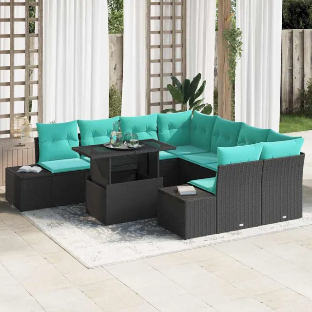 vidaXL Tuin Sofa Set 9 st Zwart poly rattan, foto 2