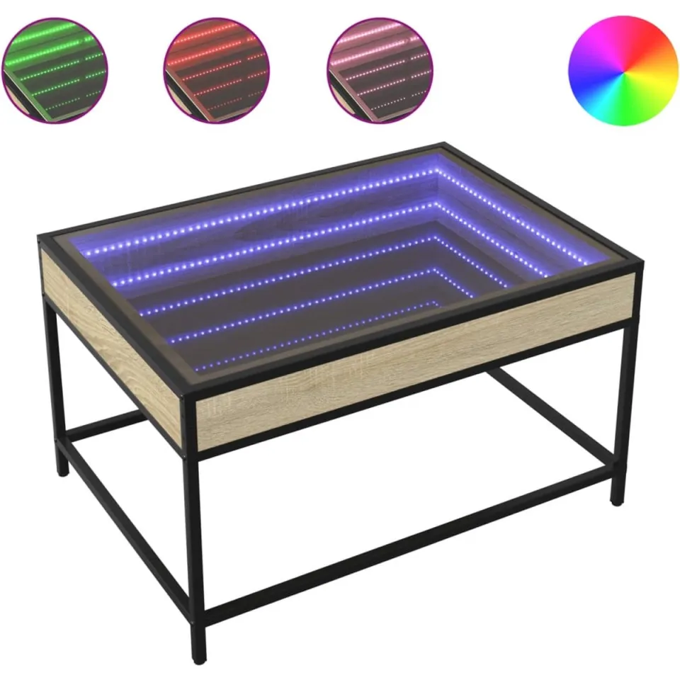 vidaXL Salontafel met Infinity LED 70x50x41 cm sonoma eikenkleurig, foto 3