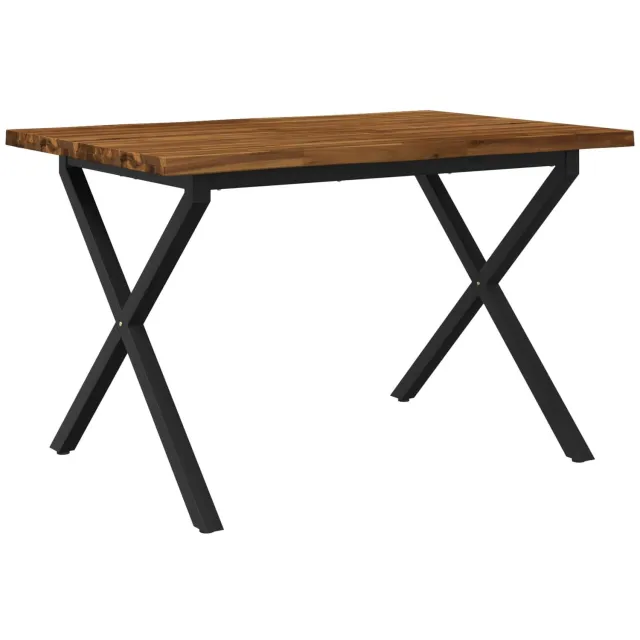 vidaXL Eettafel - met - levendige - rand - 120 - x - 80 - x - 75 - cm Naturel en Zwart
