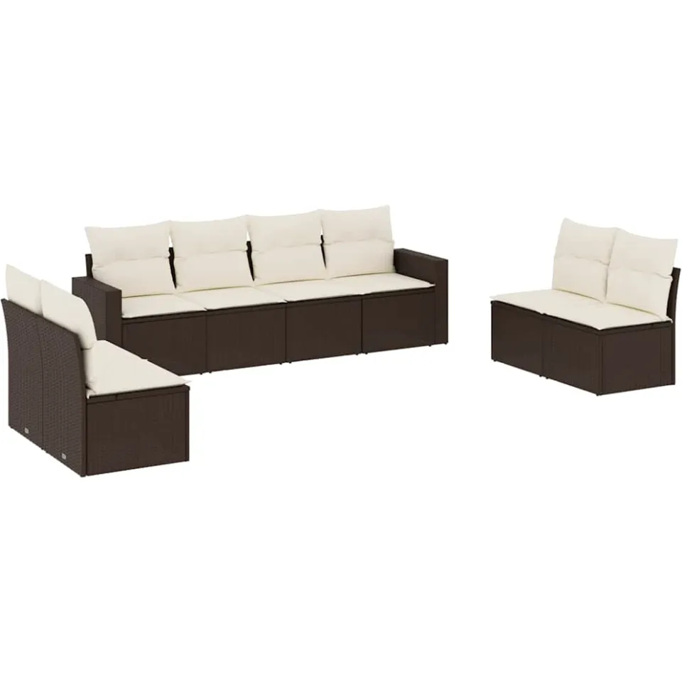 vidaXL 8-delige Loungeset met kussens poly rattan bruin, foto 3