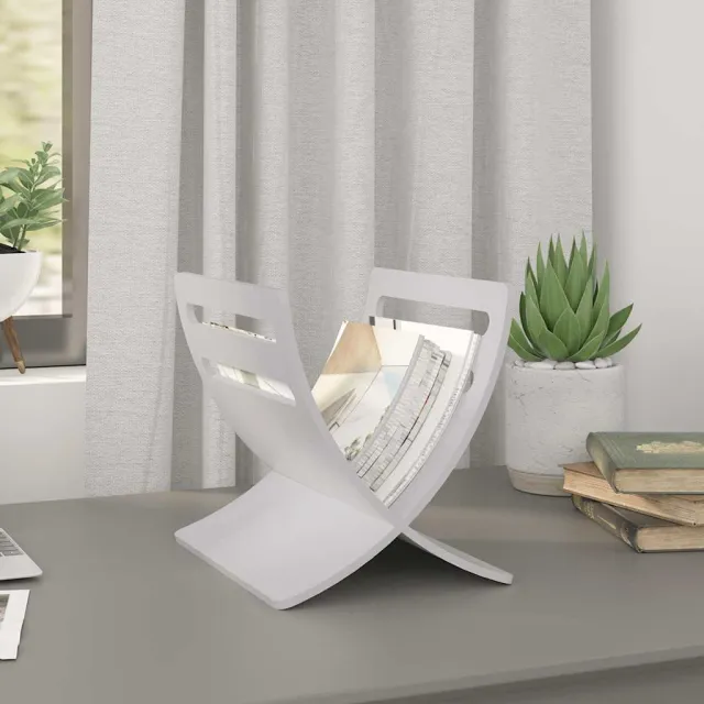 vidaXL Tijdschriftenrek vloermodel hout wit