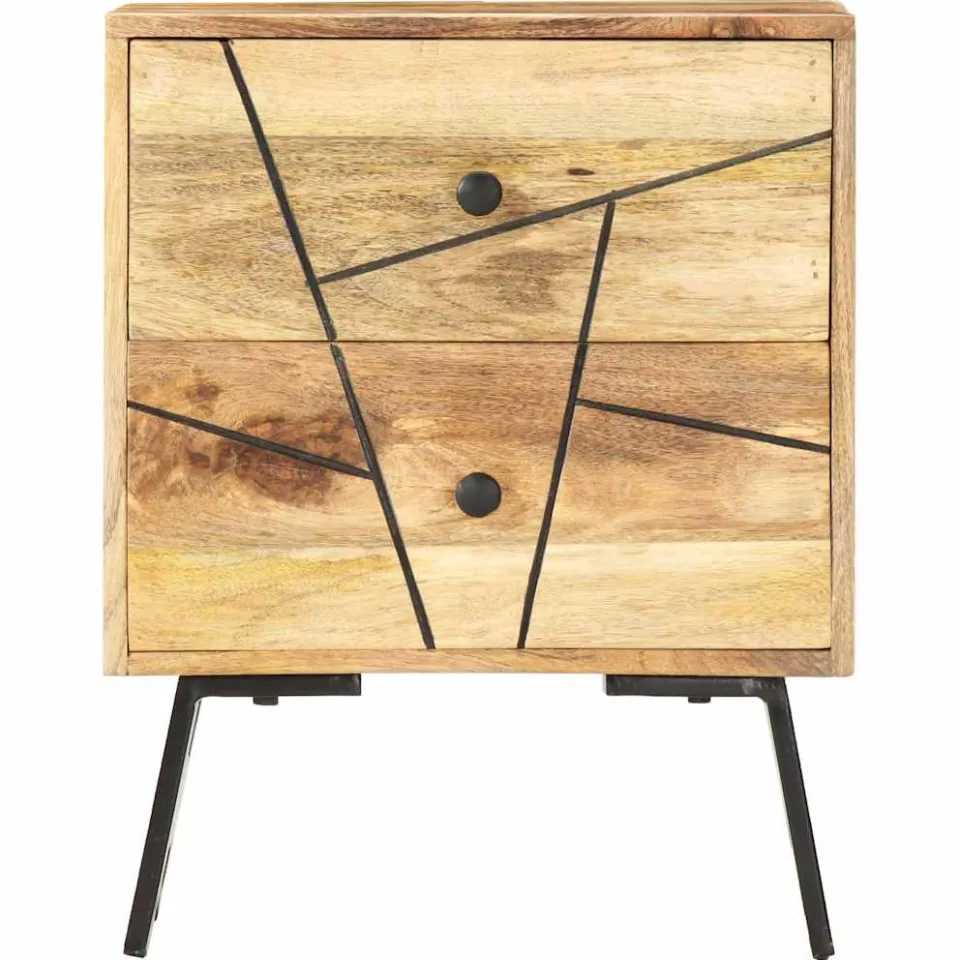 vidaXL Nachtkastje 40x30x50 cm massief mangohout bruin, foto 2