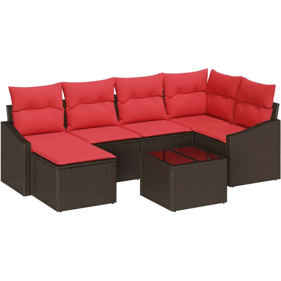 vidaXL Bankstel 7 st Bruin poly rattan