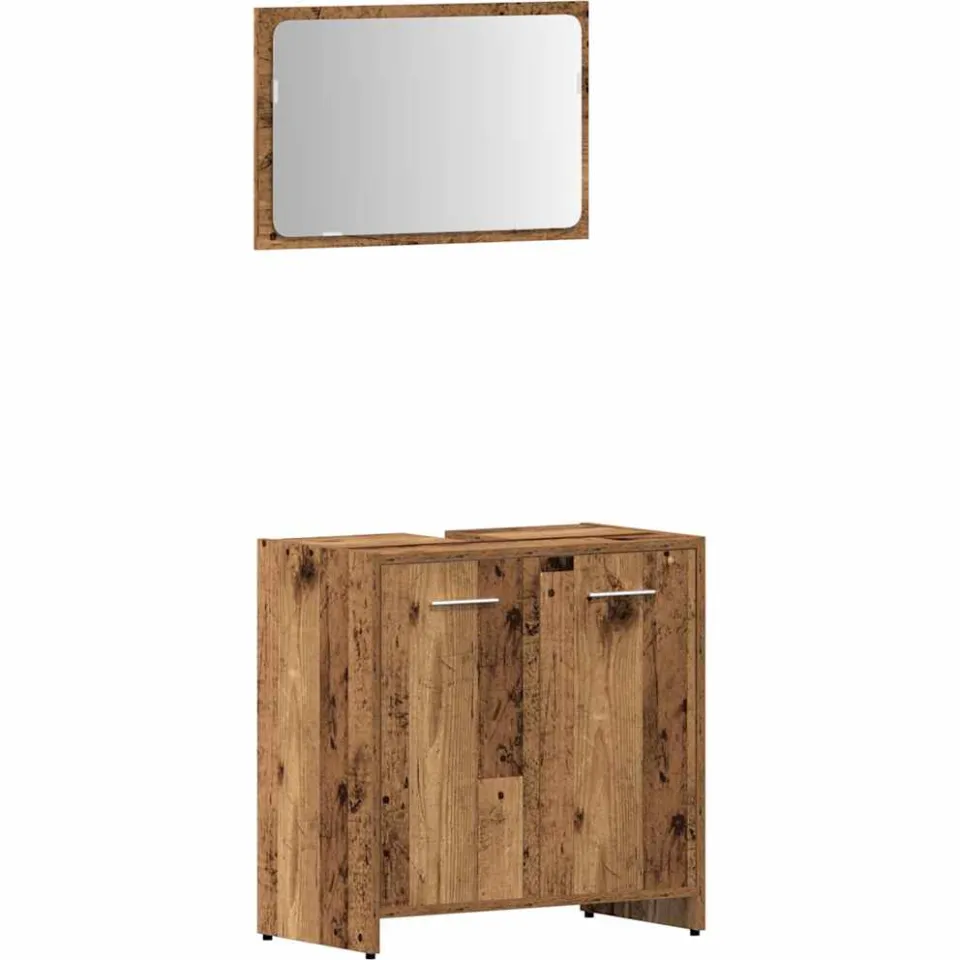 vidaXL 3-delige Badkamermeubelset bewerkt hout oud houtkleurig bruin, foto 4