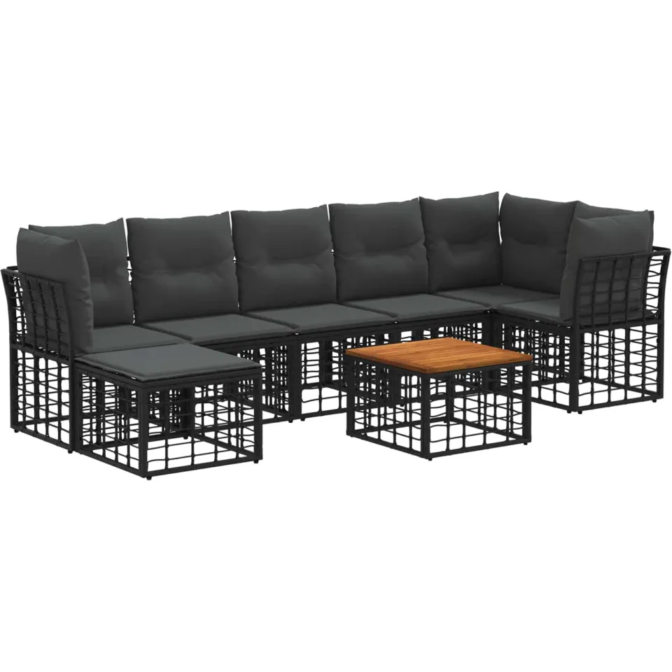 vidaXL Buiten bankenset 8 st Zwart en Donkergrijs Polyester, foto 3