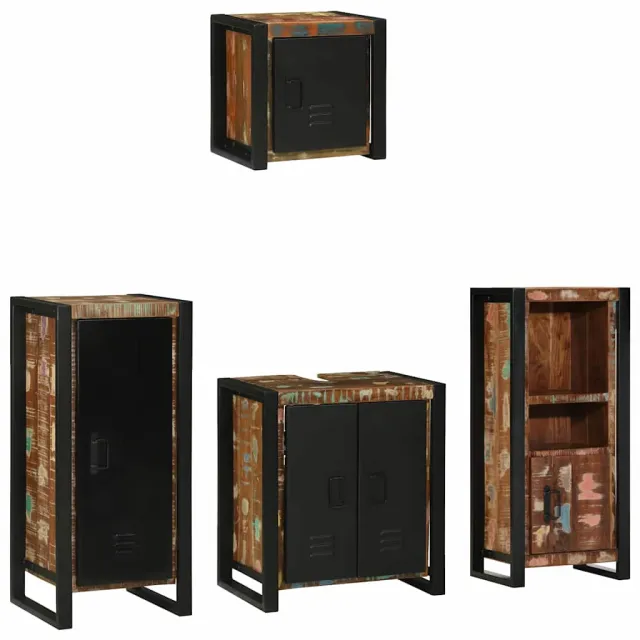 vidaXL Badkamermeubelset 4 st Multikleur en Zwart 40 x 35 x 90 cm Meerkleurig