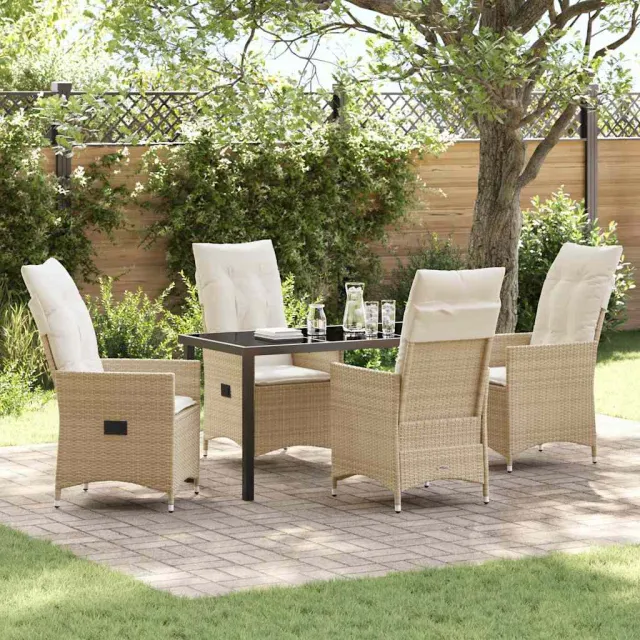 vidaXL Tuin eettafelset 5 st Beige poly rattan