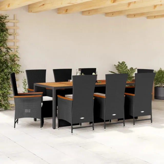 vidaXL 9-delige Tuinset poly rattan zwart, foto 2