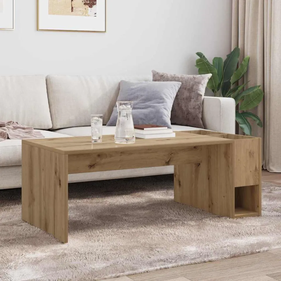 vidaXL Salontafel Artisan Eiken 101,5 x 50 x 37 cm Bewerkt hout, foto 4
