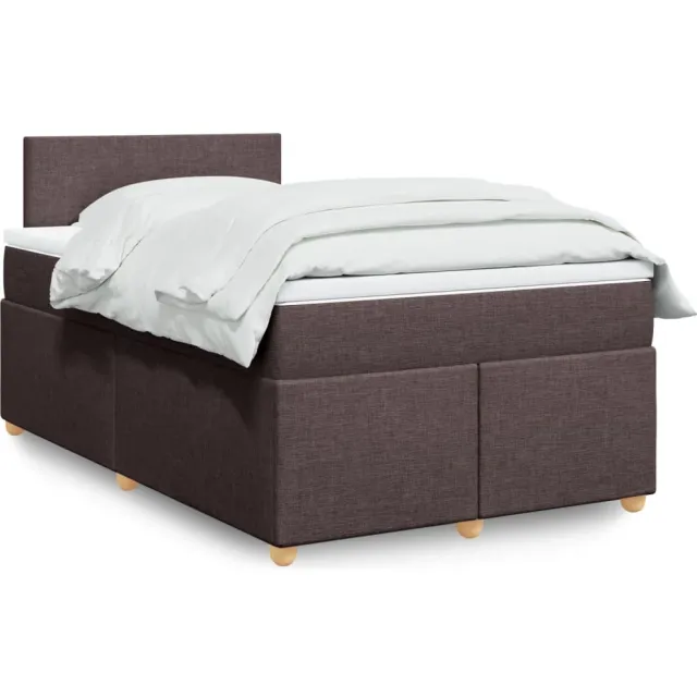 vidaXL Boxspring met matras stof donkerbruin 120x190 cm bruin