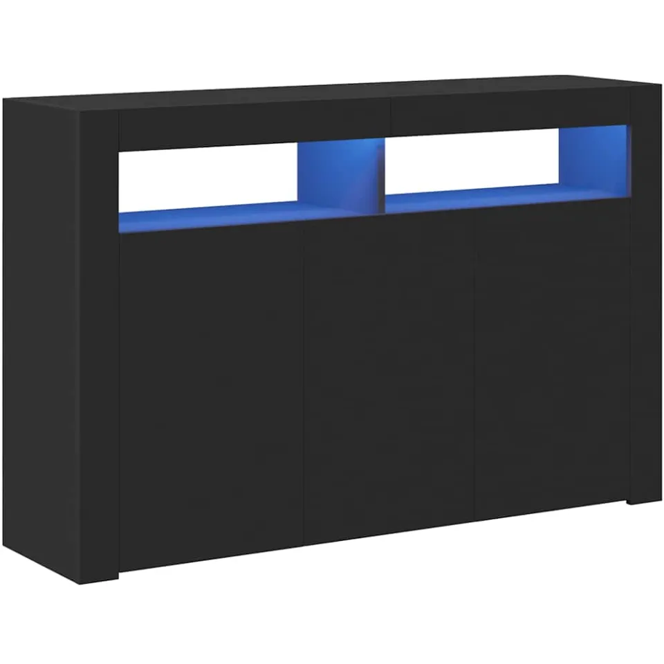 vidaXL Dressoir met LED-verlichting 115,5x30x75 cm zwart, foto 3