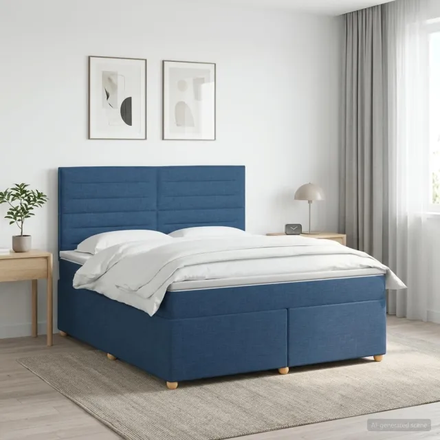 vidaXL Boxspringbed met matras met hoofdeinde Blauw 160 x 200 cm Stof