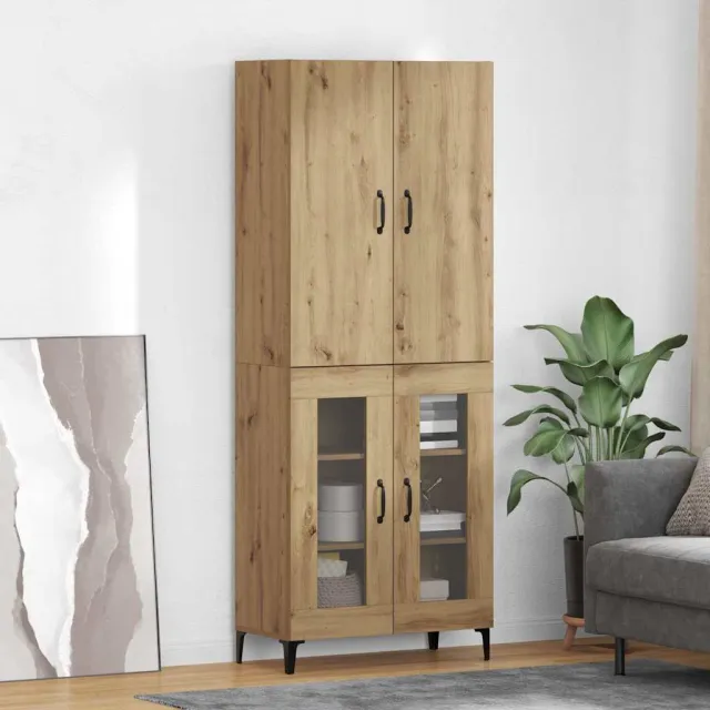 vidaXL Highboard Artisan Eiken 69,5 x 34 x 180 cm Bewerkt hout, foto 2