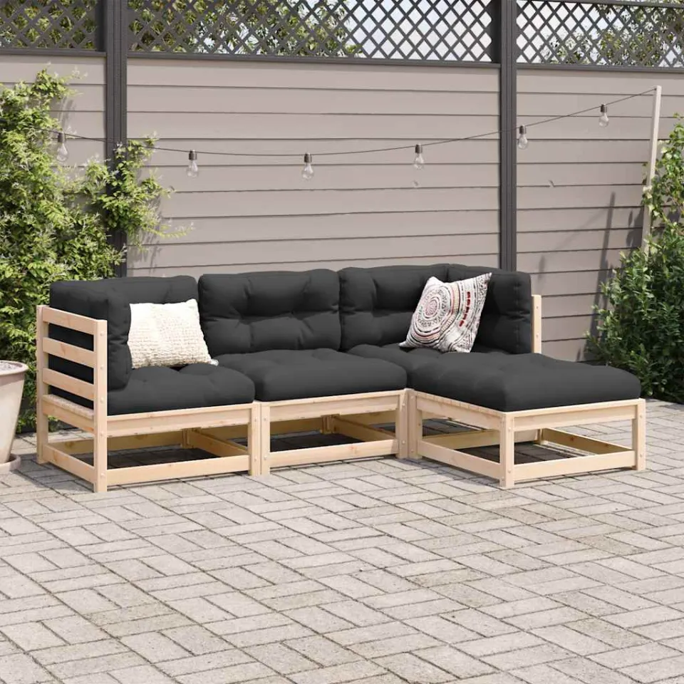 vidaXL 4-delige Loungeset massief grenenhout bruin, foto 3