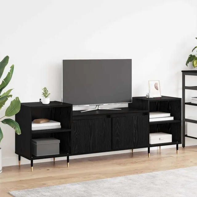 vidaXL TV-kast 160 x 35 x 55 cm Zwart Eiken Bewerkt hout, foto 2