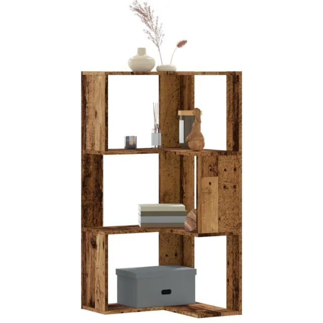 vidaXL Boekenkast 3-laags hoek 50x50x102 cm bewerkt hout oud houtkleur Bruin