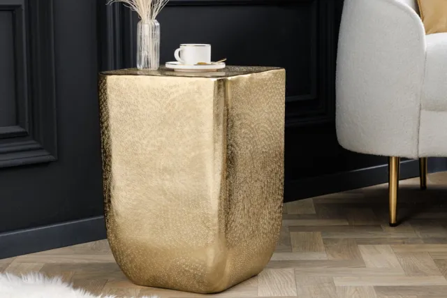 Invicta Interior Design bijzettafel UNIT 45cm goud gehamerd handgemaakt metaal aluminium - 42733 Zie omschrijving