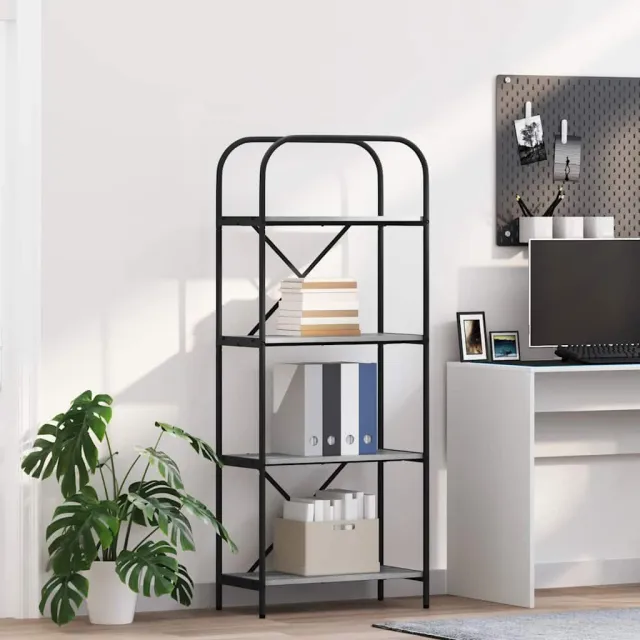 vidaXL Boekenkast 4-laags 60 x 30 x 146 cm Bewerkt hout Grijs Sonoma, foto 2