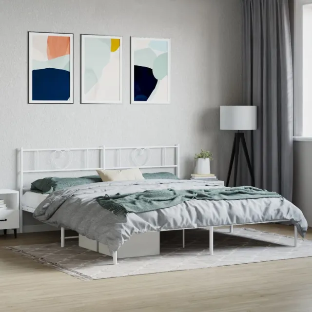 vidaXL Bedframe met hoofdbord metaal wit 200x200 cm