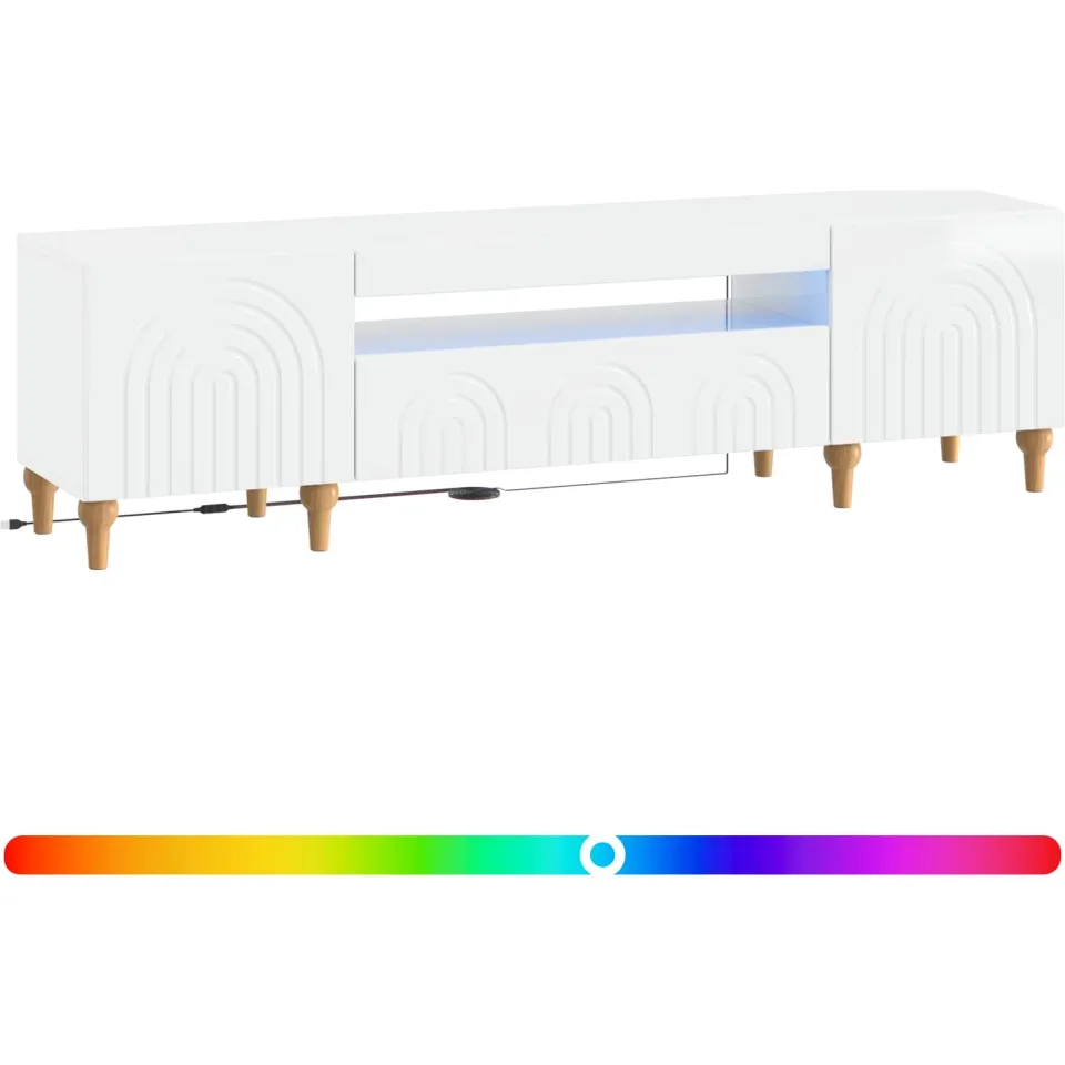 vidaXL LED tv-meubel ALKMAAR 153 x 35 x 43 cm Hoogglans Wit