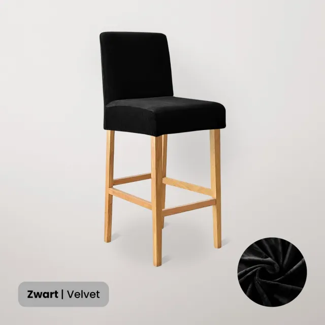 BankhoesDiscounter Velvet Barstoel Hoes – Barkruk Hoes – Zwart – Barstoel – Barkruk Beschermer – Hoes Voor Barstoel